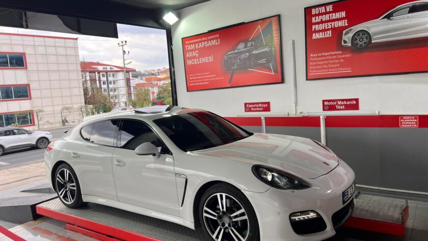 Ekspertiz hizmetini sağladığımız beyaz porsche marka araba