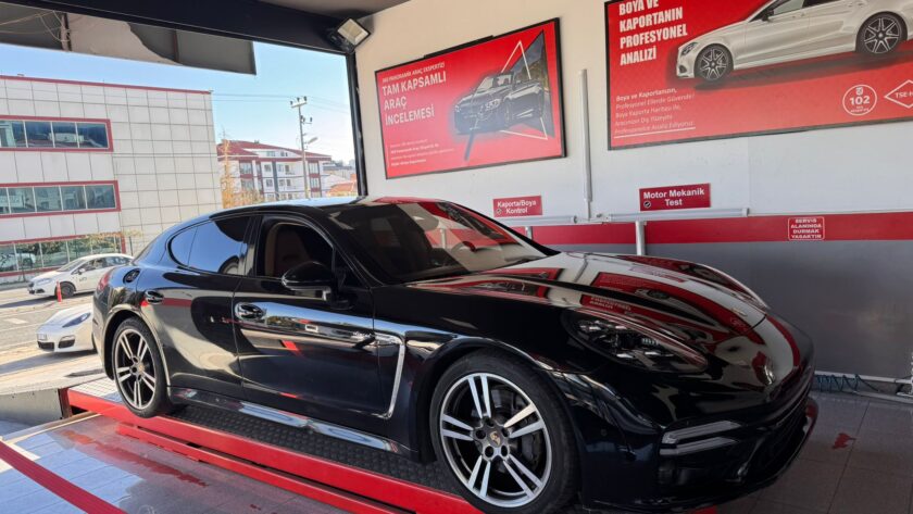 Ekspertiz hizmetini sağladığımız siyah porsche marka araba