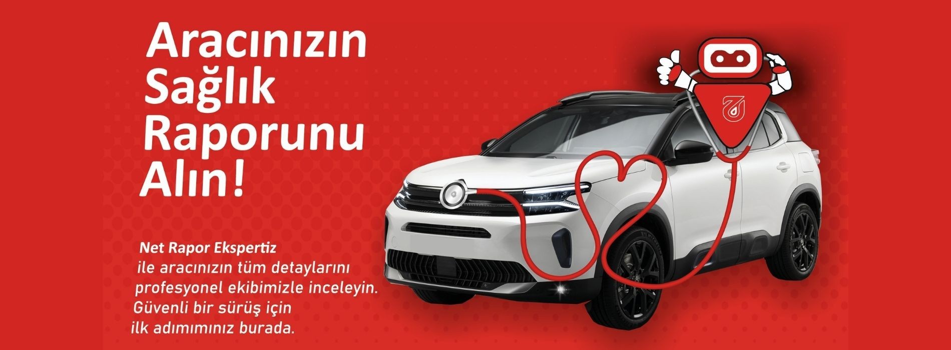 Arabalara sağlık raporu hizmeti verdiğimizi anlatan bilgisayar için görselimiz